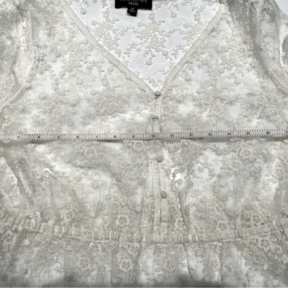 ASOS Lace synched waist white floral bohemian blouse size M - Picture 8 of 9